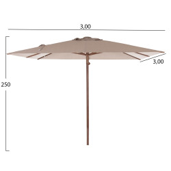 Ομπρελα επαγγελματικη gladell 3x3m hm6604.02 μπεζ πανι-heat transfer αλουμινιο **