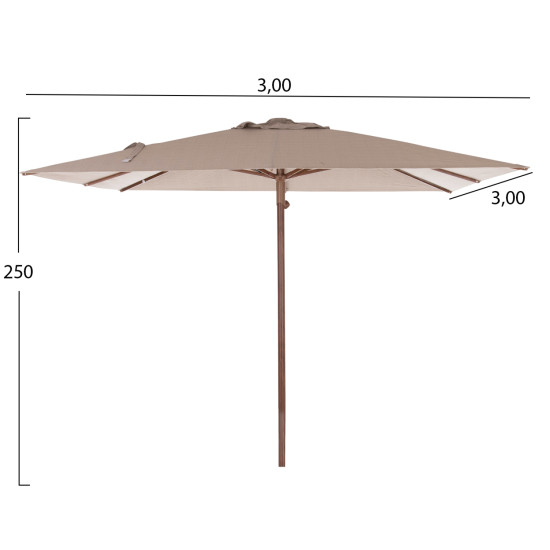 Ομπρελα επαγγελματικη gladell 3x3m hm6604.02 μπεζ πανι-heat transfer αλουμινιο **