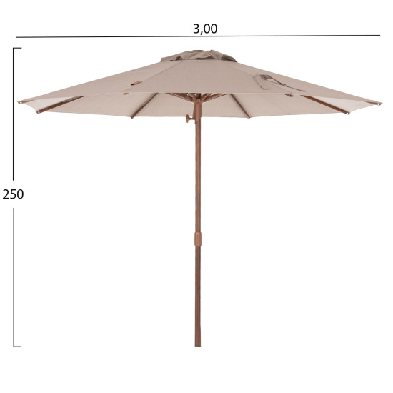 Επαγγελματικη ομπρελα gladell φ3,00μ hm6603.02 μπεζ πανι-heat transfer αλουmινιο (χωρισ βαση) **