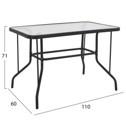Σετ τραπεζαριασ 5τμχ adam hm10727.03 καρεκλεσ μεταλλικεσ & τραπεζι 110x60εκ μαυρο **