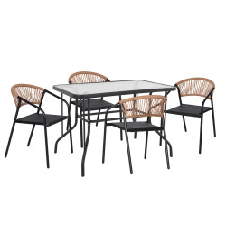 Σετ τραπεζαριασ 5τμχ adam hm10727.03 καρεκλεσ μεταλλικεσ & τραπεζι 110x60εκ μαυρο **