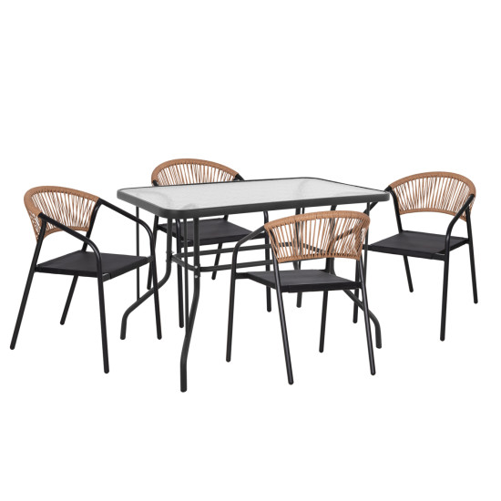 Σετ τραπεζαριασ 5τμχ adam hm10727.03 καρεκλεσ μεταλλικεσ & τραπεζι 110x60εκ μαυρο ** Σετ τραπεζαριασ 5τμχ adam hm10727.03 καρεκλεσ μεταλλικεσ & τραπεζι 110x60εκ μαυρο **