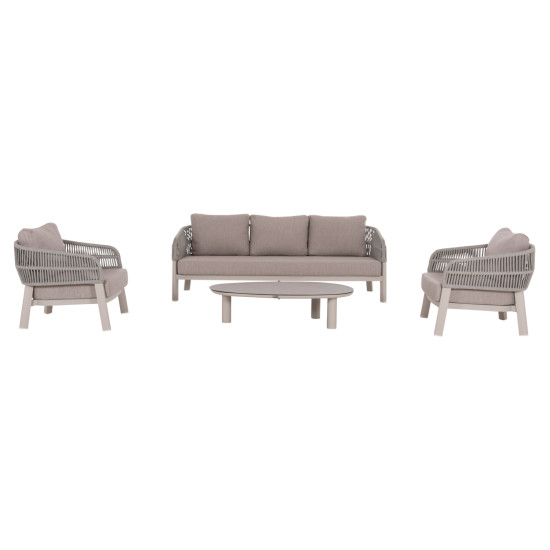 Σετ σαλονι 4τμχ mahal hm6424.02 κρεμ αλουμινιο--μπεζ olefin & σχοινι strap **