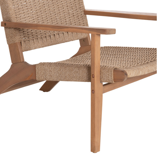 Πολυθρονα lounge monter hm6241.01 ξυλο ακακιασ φυσικο-σχοινι μπεζ 63.5x60x69υεκ **