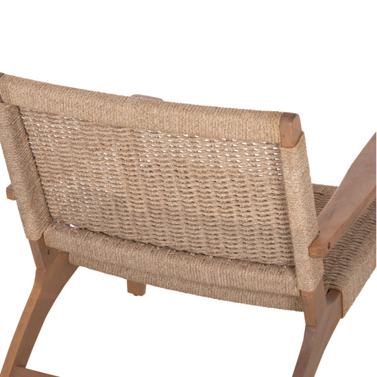 Πολυθρονα lounge monter hm6241.01 ξυλο ακακιασ φυσικο-σχοινι μπεζ 63.5x60x69υεκ **