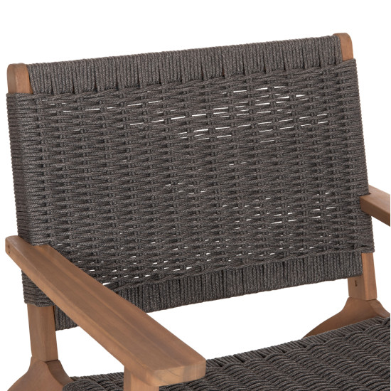 Πολυθρονα lounge monter hm6241.02 ξυλο ακακιασ φυσικο-σχοινι γκρι 63.5x60x69υεκ **