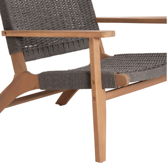 Πολυθρονα lounge monter hm6241.02 ξυλο ακακιασ φυσικο-σχοινι γκρι 63.5x60x69υεκ **