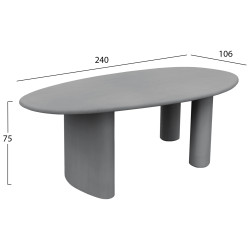 Τραπεζι τραπεζαριασ οβαλ volpe hm6599.01 γκρι fiber cement 240x100x75υεκ **