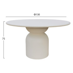 Τραπεζι τραπεζαριασ στρογγυλο kazvin hm6582.02 μπεζ fiber cement φ130x73υεκ **