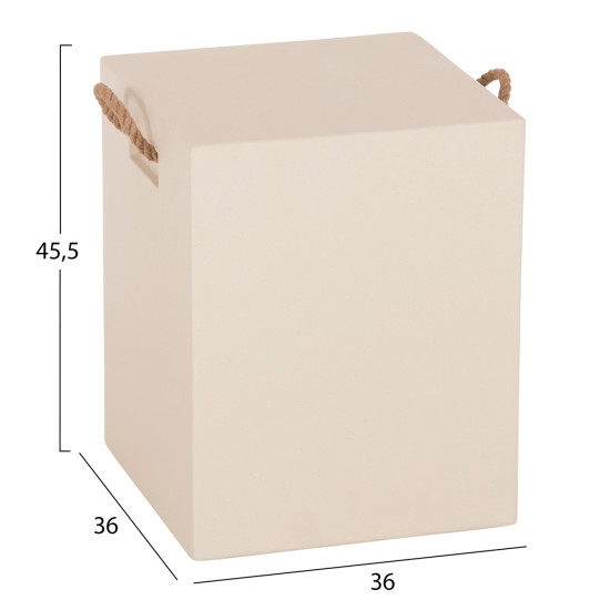 Σκαμπο τετραγωνο fiber cement με χερουλια zak hm6581.02 σε μπεζ 36x36x45,5υεκ **