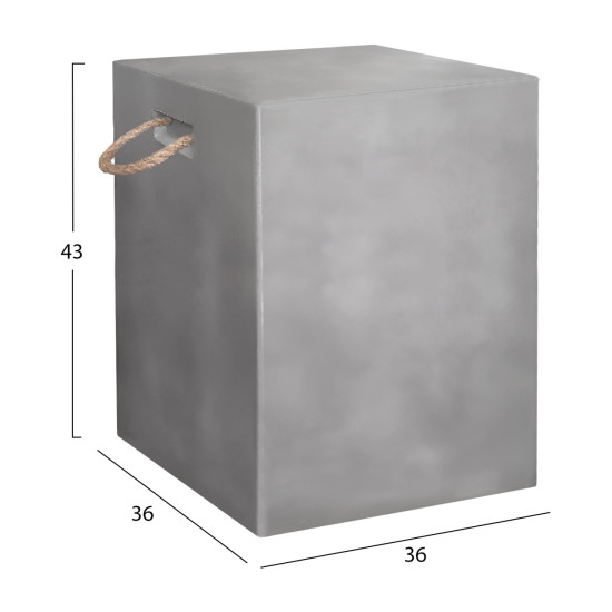 Σκαμπο τετραγωνο fiber cement με χερουλια zak hm6581.01 σε γκρι 36x36x45.5υεκ **