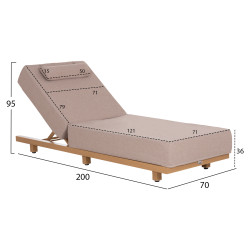 Επαγγελμ. ξαπλωστρα jessie hm10714.05 heat transfer αλουμ.--μπεζ μαξιλαρι 200x71x79υεκ **
