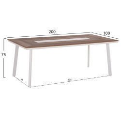 Σετ τραπεζαριασ 9τμχ magnet hm10828.02 αλουμινιο λευκο--polywood--p.e.σχοινι **