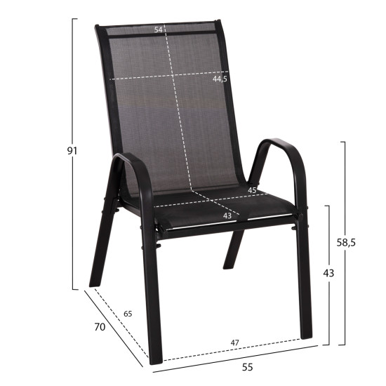 Σετ τραπεζαριασ 5τμχ adam hm10896.03 τραπεζι 120x70εκ & 4 πολυθρονεσ--μαυρο **