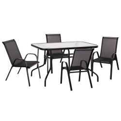 Σετ τραπεζαριασ 5τμχ adam hm10896.03 τραπεζι 120x70εκ & 4 πολυθρονεσ--μαυρο **