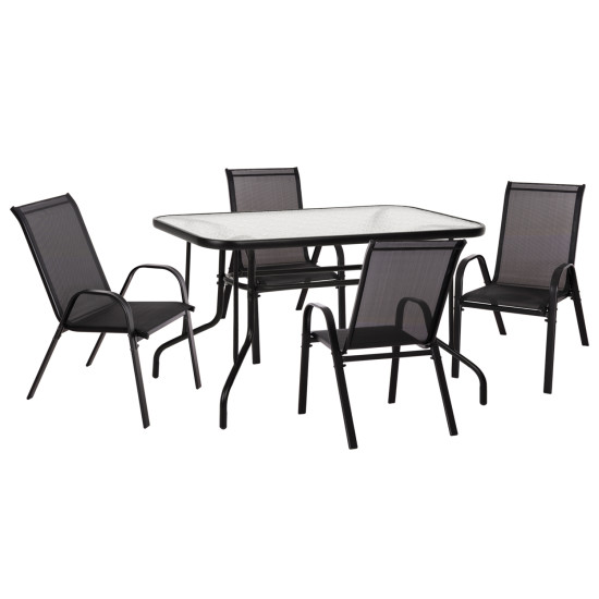 Σετ τραπεζαριασ 5τμχ adam hm10896.03 τραπεζι 120x70εκ & 4 πολυθρονεσ--μαυρο **