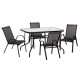 Σετ τραπεζαριασ 5τμχ adam hm10896.03 τραπεζι 120x70εκ & 4 πολυθρονεσ--μαυρο **