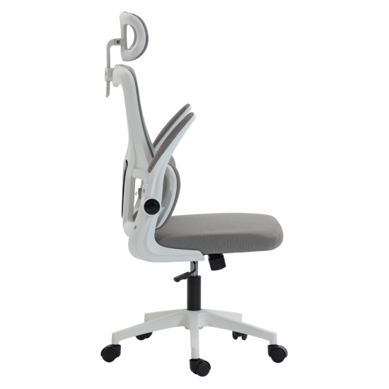 Καρεκλα γραφειου kesi hm1222.02 ανοιχτο γκρι mesh--λευκο pp 52x50x122υεκ. **
