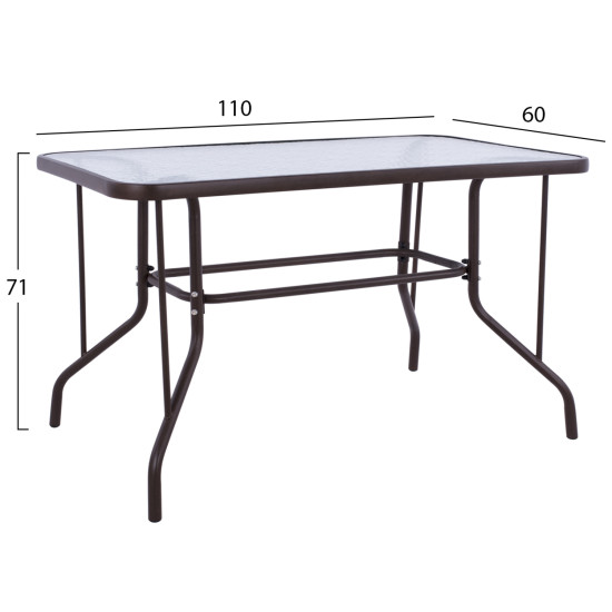 Σετ τραπεζαριασ 5τμχ adam hm10897.02 τραπεζι 110x60εκ & 4 πολυθρονεσ--καφε **