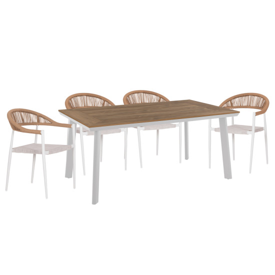 Σετ τραπεζαριασ 5τμχ berg hm10823.01 αλουμινιο-polywood-textilene---λευκο **