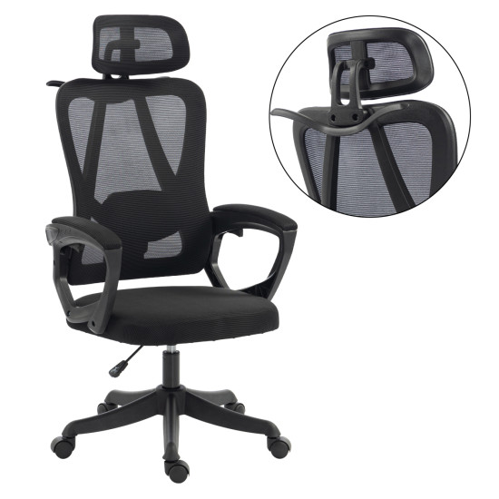 Καρεκλα γραφειου frantic hm1224.01 μαυρo mesh & πολυπροπυλενιο 60x60x134υεκ **