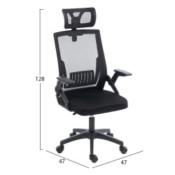 Καρεκλα γραφειου matron hm1226.01 μαυρo pp & mesh υφασμα 47x47x128υεκ **