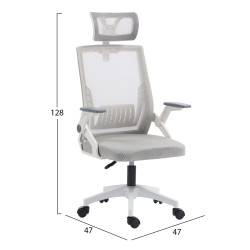 Καρεκλα γραφειου matron hm1226.02 λευκο pp--ανοιχτο γκρι mesh 47x47x128υεκ **
