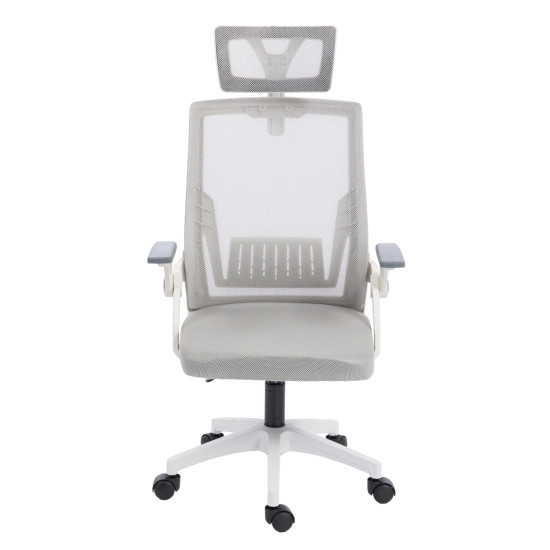 Καρεκλα γραφειου matron hm1226.02 λευκο pp--ανοιχτο γκρι mesh 47x47x128υεκ **