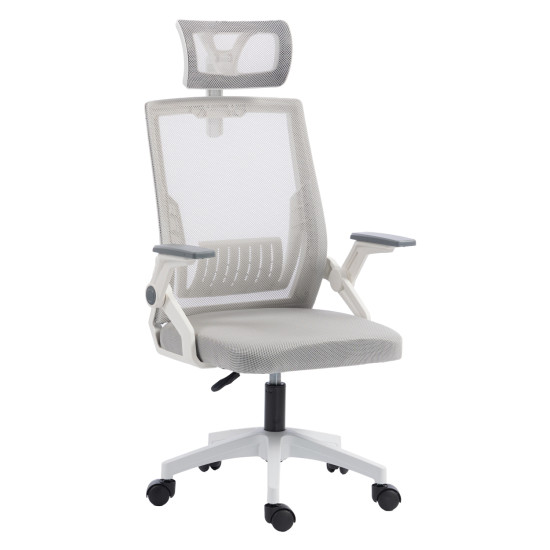 Καρεκλα γραφειου matron hm1226.02 λευκο pp--ανοιχτο γκρι mesh 47x47x128υεκ **