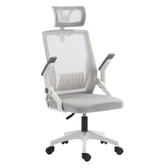 Καρεκλα γραφειου matron hm1226.02 λευκο pp--ανοιχτο γκρι mesh 47x47x128υεκ **
