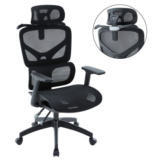Καρεκλα γραφειου apex hm1227.01 μαυρo mesh & pp 68x68x120-130υεκ **