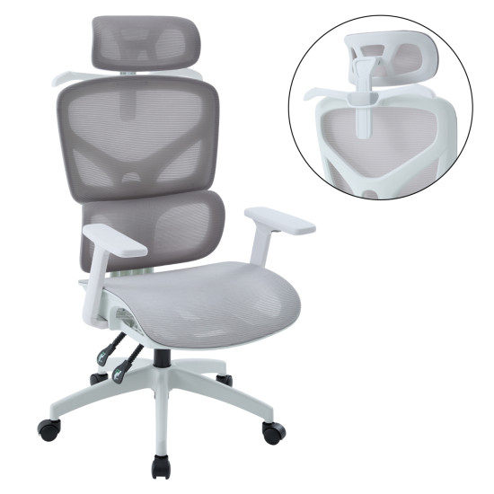 Καρεκλα γραφειου apex hm1227.02 λευκο pp--ανοιχτο γκρι mesh 68x68x120-130υεκ ** Καρεκλα γραφειου apex hm1227.02 λευκο pp--ανοιχτο γκρι mesh 68x68x120-130υεκ **