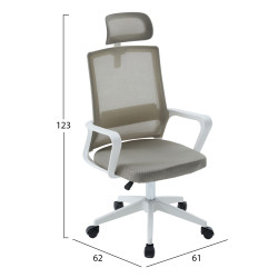 Καρεκλα γραφειου velocity hm1229.02 λευκο pp--ανοιχτο γκρι mesh 61x62x123υεκ **