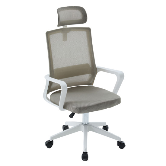 Καρεκλα γραφειου velocity hm1229.02 λευκο pp--ανοιχτο γκρι mesh 61x62x123υεκ **