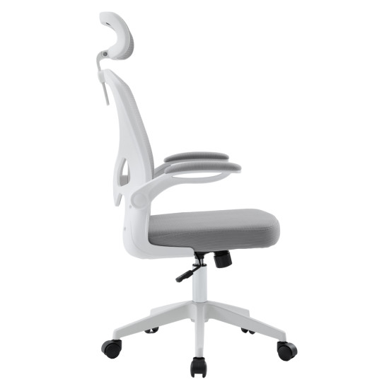 Καρεκλα γραφειου floater hm1230.02 λευκο pp--ανοιχτο γκρι mesh 62x62x106-116υεκ **