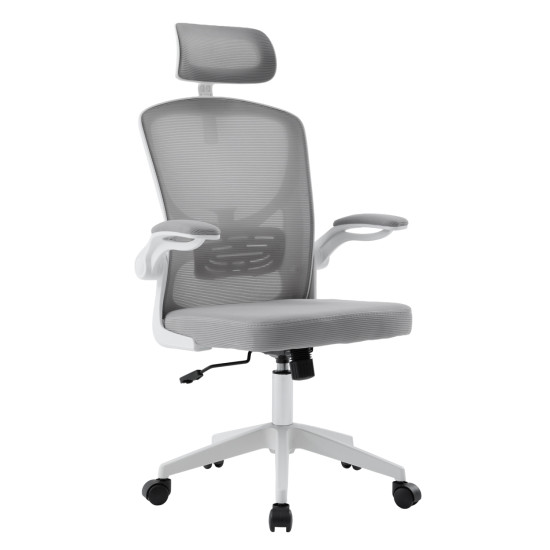 Καρεκλα γραφειου floater hm1230.02 λευκο pp--ανοιχτο γκρι mesh 62x62x106-116υεκ **