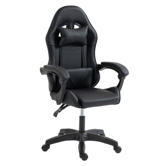 Καρεκλα gaming stratus hm1231.01 μαυρο pvc--με μαξiλαρακια μεσησ/κεφαλησ 62x62x119υεκ **