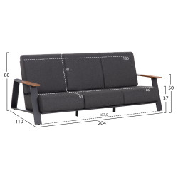 Σετ σαλονι 4τμχ laith hm6551.01 αλουμινιο & μαξιλαρια γκρι **