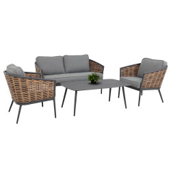 Σετ σαλονι 4τμχ cassian hm6552.01 αλουμινιο & μαξιλαρια γκρι-μπεζ p.e.rattan **