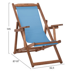 Σεζλονγκ με μπρατσα λημνοσ & pvc γαλαζιο hm11708.08t ξυλο οξιασ καρυδι 62.5x97x105υεκ ** Σεζλονγκ με μπρατσα λημνοσ & pvc γαλαζιο hm11708.08t ξυλο οξιασ καρυδι 62.5x97x105υεκ **