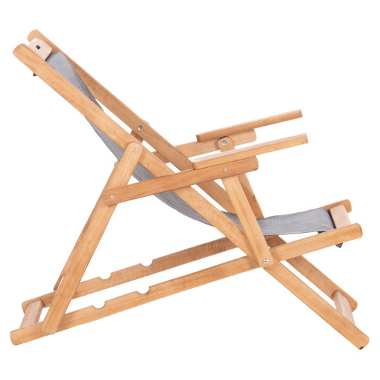 Σεζλονγκ με μπρατσα λημνοσ & pvc γκρι hm11708.10t ξυλο οξιασ καρυδι 62.5x97x105υεκ **
