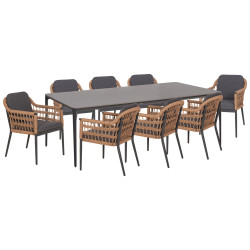 Σετ τραπεζαριασ 9τμχ stad hm10865.01 γκρι αλουμινιο-sintered stone top-olefin **