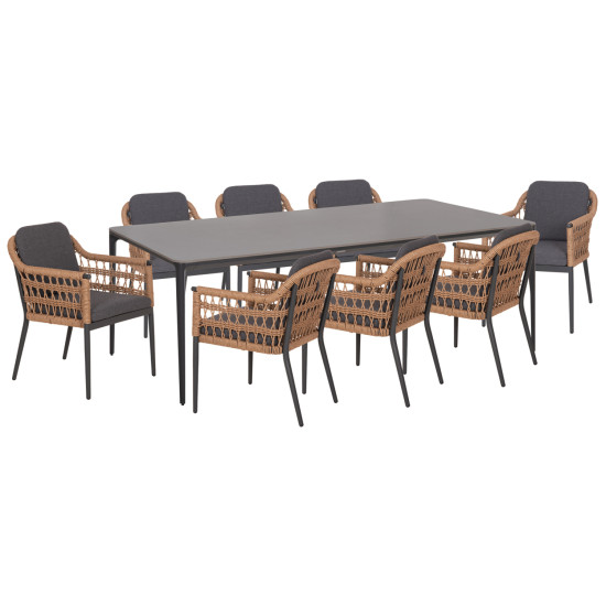 Σετ τραπεζαριασ 9τμχ stad hm10865.01 γκρι αλουμινιο-sintered stone top-olefin **