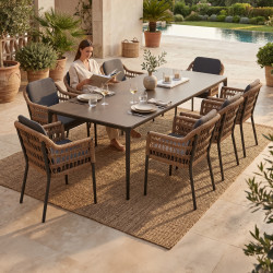 Σετ τραπεζαριασ 9τμχ stad hm10865.01 γκρι αλουμινιο-sintered stone top-olefin **