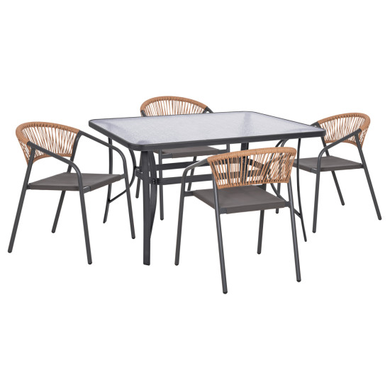 Σετ τραπεζαριασ 5τμχ bruno hm10860.01 καρεκλεσ μεταλλικεσ & τραπεζι 140x80εκ γκρι **