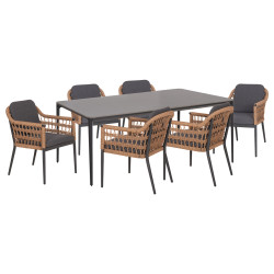Σετ τραπεζαριασ 7τμχ stad hm10863.01 γκρι αλουμινιο-sintered stone top-olefin **