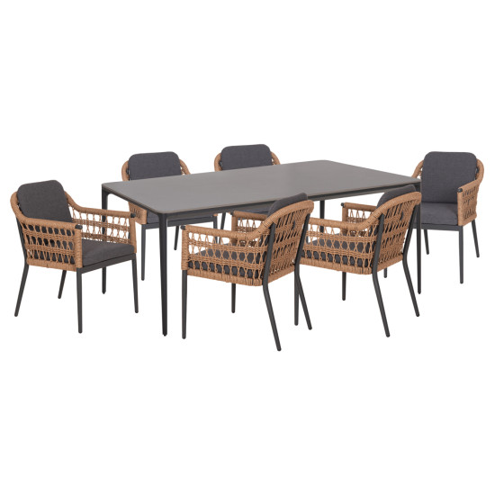 Σετ τραπεζαριασ 7τμχ stad hm10863.01 γκρι αλουμινιο-sintered stone top-olefin **