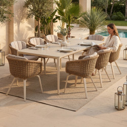 Σετ τραπεζαριασ 9τμχ victus hm10864.02 μπεζ αλουμ. & olefin-λευκο sintered stone **