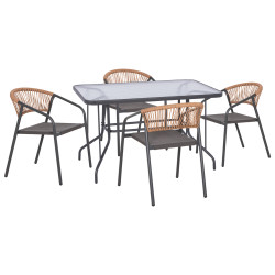 Σετ τραπεζαριασ 5τμχ adam hm10859.01 καρεκλεσ μεταλλικεσ & τραπεζι 120x70εκ γκρι **