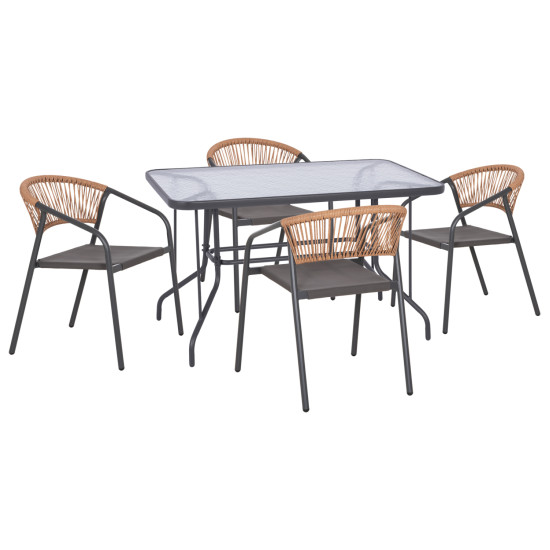 Σετ τραπεζαριασ 5τμχ adam hm10859.01 καρεκλεσ μεταλλικεσ & τραπεζι 120x70εκ γκρι **